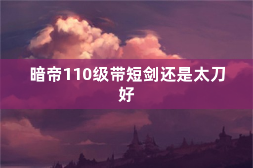 暗帝110级带短剑还是太刀好