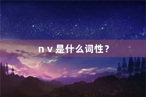 n v 是什么词性？