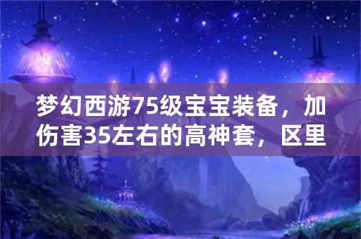 梦幻西游75级宝宝装备，加伤害35左右的高神套，区里比例1:1300请问一套大概多少钱，第一个？