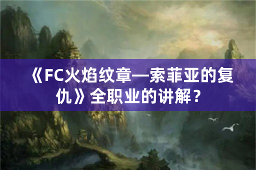 《FC火焰纹章—索菲亚的复仇》全职业的讲解？