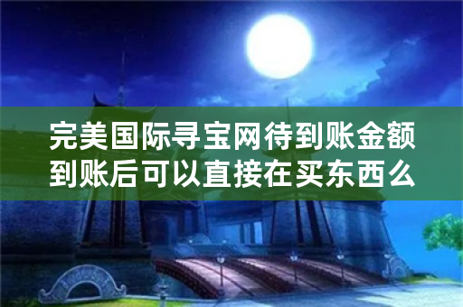 完美国际寻宝网待到账金额到账后可以直接在买东西么？